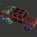 Metallic Gray 6x6 Off Road Vehicle With Roof Rack And Yellow Headlights