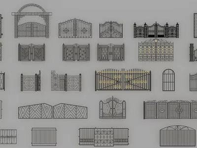 Various Decorative Wrought Iron Gate Designs With Ornate Patterns And Styles 3d model