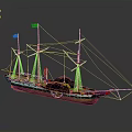 Vintage Sailing Ship With Wooden Hull Multiple Masts And Classic Design