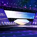 Modern Event Stage With Large Screen Smart Planet Display And Future Letters 3d model