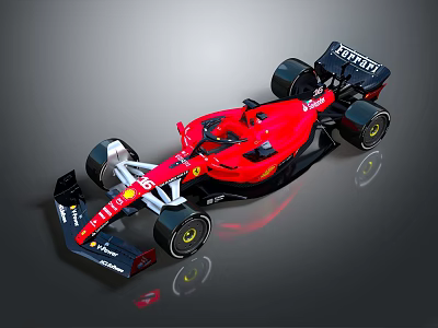 Red Ferrari Formula 1 Car Featuring Shell Kinder Sponsors And Aerodynamic Body 3d model