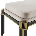 Cream And Green Upholstered Bed Bench With Black And Gold Metal Legs