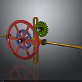Hardware Tools 3D Model Featuring Colored Gears and Mechanical Transmission Rod Structure 3d model