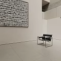 Modern Cultural Center Interior With Artwork And Black Chairs