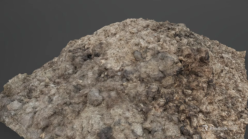 Rough Grayish Brown Natural Rock With Irregular Texture And Holes Surface 3d model 