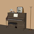 Musical Instruments And Art Supplies in Room Interior with Piano Violin Framed Picture Sheet Music