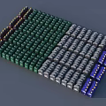Colorful Mechanical Keyboard Keycaps Arranged Neatly in Green Gray Purple Red