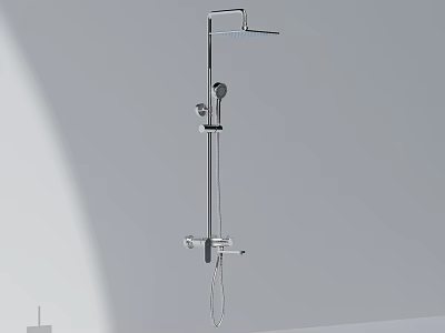 Modern Chrome Wall Mounted Shower Head With Handheld Sprayer And Sleek Design 3d model