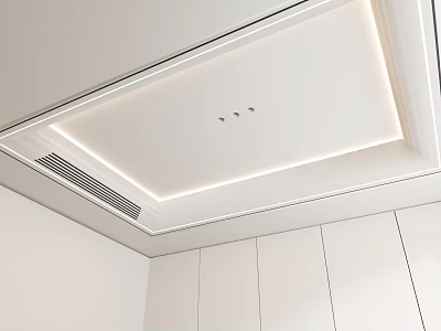 Modern Minimalist Ceiling Design With Recessed Lighting And White Trim Details 3d model