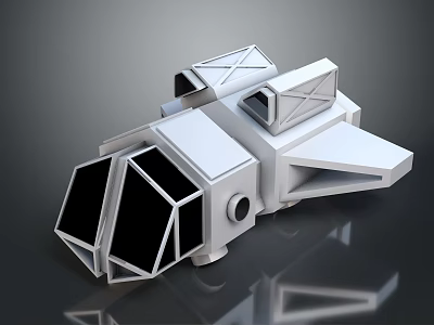 3D Rendered Sci Fi Mechanical Concept Model With Geometric Structure And White Finish 3d model