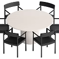 Dining Table and Chair Combination Middle Style Dining Table and Chair Combination Round Table 3d model