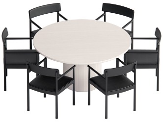 Dining Table and Chair Combination Middle Style Dining Table and Chair Combination Round Table 3d model