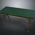 Vintage Green Table With Metal Legs And Smooth Surface Design Style