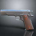 Classic Silver Metal Pistol With Brown Textured Grip And Sleek Finish