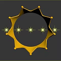 Elegant Golden Crown Fashion Accessory With Green Gemstones And Star Decorations