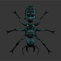 Teal Metallic Spiked Ant Like Creature Game Movie Character Design Details