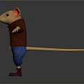 Cartoon Game Character Mouse With Brown Jacket Green Scarf Blue Pants And Arms Outstretched