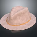 Light Pink Wide Brim Woven Casual Hat With Stylish Brown Band