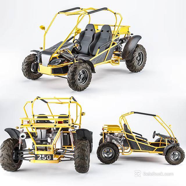 Open Design Yellow Dune Buggy With Black Seats Large Tires And 250 Model 3d model 