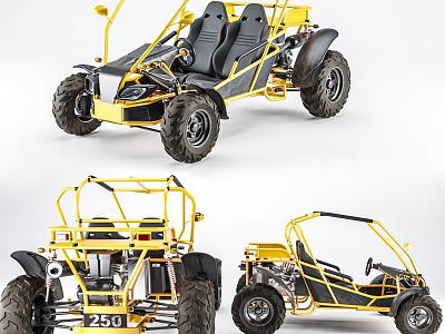 Open Design Yellow Dune Buggy With Black Seats Large Tires And 250 Model 3d model