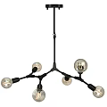Modern Unique Shaped Chandeliers With Black Frame Multiple Bulbs And Designs 3d model
