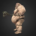 Large Muscular Creature With Weapon And Fierce Expression Design 3d model