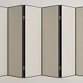 Modern Folding Room Divider With Fabric Panels And Black Frame Design 3d model