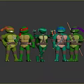 Animated Teenage Mutant Ninja Turtles Characters With Colorful Headbands And Various Weapons