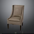 Elegant Modern Upholstered Chair With Light Pink Fabric Curved Backrest And Wooden Legs