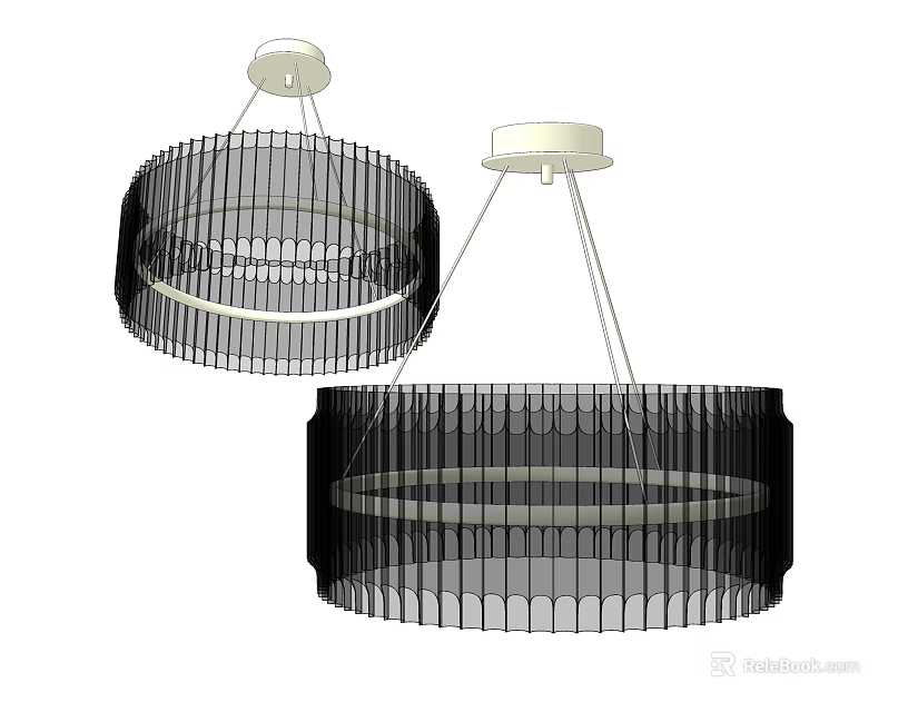 Modern Crystal Chandelier with Black Circular Frame and White Ceiling Base 3d model