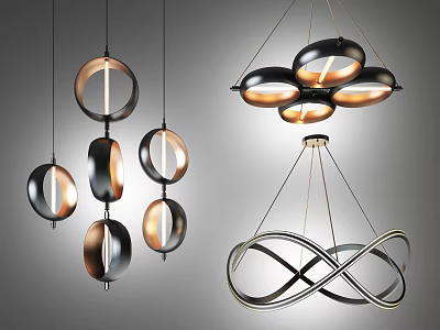 Stylish Modern Chandeliers With Unique Geometric Petal And Infinity Symbol Designs 3d model