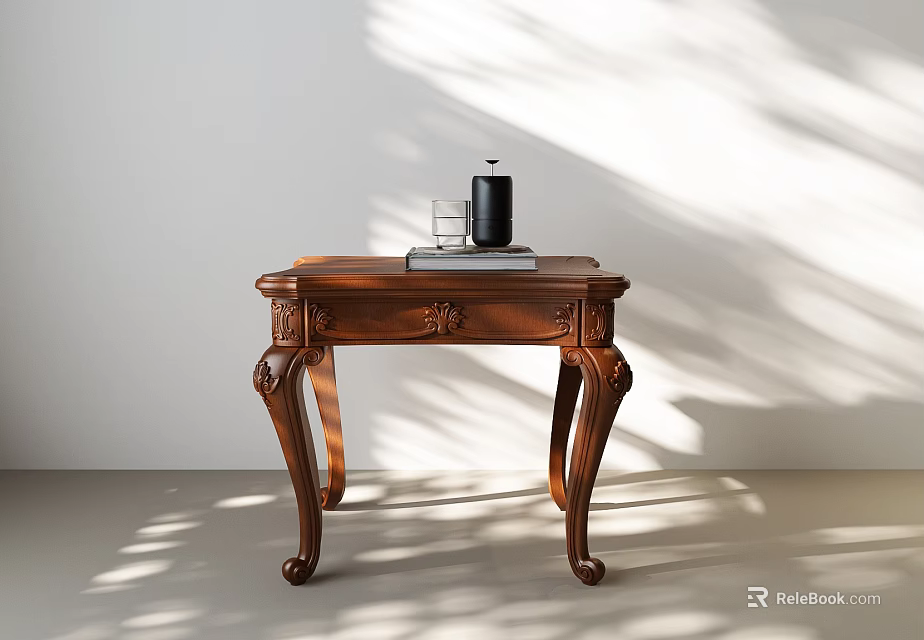 Classic Wooden Side Table With Exquisite Carvings And Elegant Leg Design In Indoor Living Space 3d model 