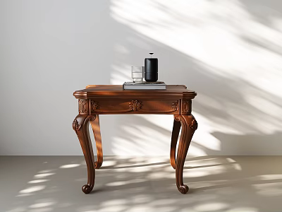 Classic Wooden Side Table With Exquisite Carvings And Elegant Leg Design In Indoor Living Space 3d model