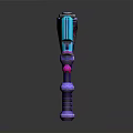 Sci Fi Mechanical Hammer Design With Purple Pink Blue Accents And Intricate Details