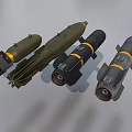Military Weapons Collection Featuring Green Yellow Striped and Black Bombs Designs