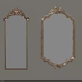Ornate Gold Framed Mirrors Featuring Interior Reflection And Feminilia Line Art