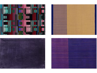 Square Rugs Featuring Multiple Colors Geometric Patterns And Striped Designs 3d model