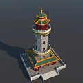 Ancient Chinese Pagoda With Multi Tiered Structure Golden Top And Red Base 3d model