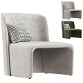 Modern Gray Accent Chair with Black and White Checkered Pillow and Green Design