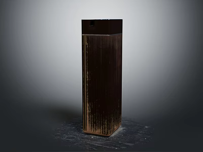 Dark Upright Refrigerator Freezer With Wood Grain Texture On Gray Floor 3d model