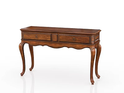 Elegant Traditional Wooden Console Table With Curved Legs And Drawer Details 3d model