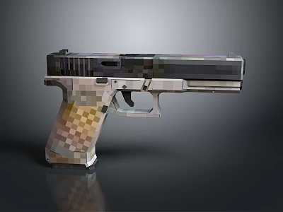 Modern Tactical Pistol Design With Metallic Body And Patterned Grip 3d model