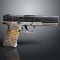 Modern Tactical Pistol Design With Metallic Body And Patterned Grip