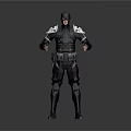 Detailed 3D Armored Character In Tactical Combat Suit With Helmet And Red Glowing Eyes
