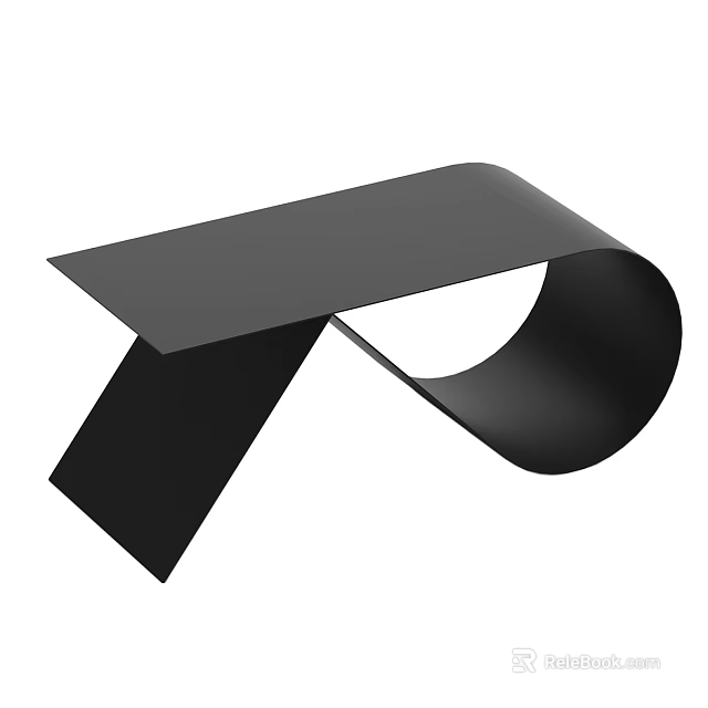 Black Modern Coffee Table With Curved Design And Sleek Metal Structure 3d model