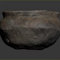 Ancient Clay Pottery Sculpture With Hand Carved Textured Surface And Worn Edges