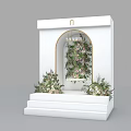 Elegant White Archway Photo Spot With Green Plants Flowers And Steps