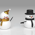 Cute Snowman Figurines With Orange And Brown Hats White Bodies And Smiling Faces