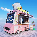 Pink Commercial Gelato Ice Truck With Top Ice Cream Decoration Big Eyes Design Side Windmill