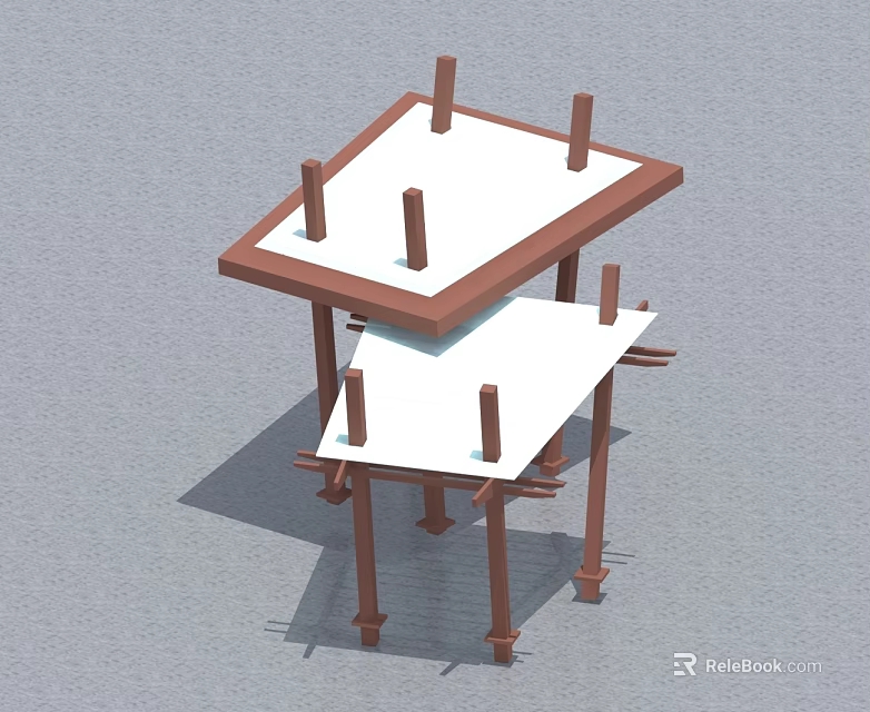 Swing Door Frame Structure With Wooden Posts And Installation Components Design 3d model